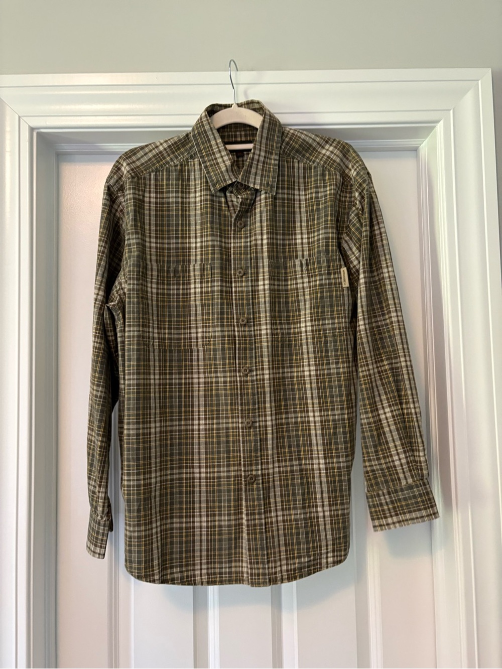 Wolverine Men's Olive Green Plaid Button-Down Shirt